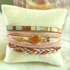 Ryze Women's Pink W/ Coral Accent Bead Vegan Leather Magnetic Wrap Bracelet New In Bag! Magnetic Matte Gold Clasp Pink Adjustable Wrap Bracelet, Trendy Handmade Pink Wrap Bracelet, Trendy Pink Beaded Wrap Bracelet, Pink Bohemian Wrap Bracelet, Adjustable Pink Leather Bracelet For Gift, Southwestern Bracelets, Clear Crystal Bracelet, Coral Accents, Vintage Chanel Handbags