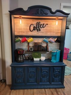 China Hutch Coffee Bar Redone Makeovers Coffee Bar Upcycle, Farmhouse China Cabinet Coffee Bar, Coffee Bar Out Of China Cabinet, China Cabinet Redo Coffee Stations, Curio Cabinet Coffee Bar, Uses For China Cabinet, China Cabinet Into Coffee Bar