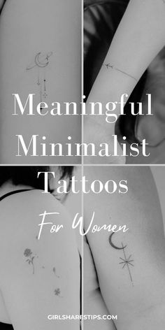 three different images with the words, meaning and meanings for woman's arm tattoos