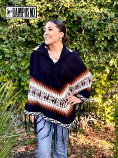 Only 1 in Stock! what you see in the picture , is the one you get!   Note: Color can slightly change depending on the screen device thats been viewed on.  NOTE: One size fits Most ( Picture Model Reference : is 5'4'' tall , 135 pounds and wears size S/M )  Beautiful Unique Handmade Poncho With Neck ,  Mañanita Blanket Pashmina Shawl Wrap , This Mexican Artisanal Shawl is made of Thick and Warm Cotton, beautiful handmade by Artisans to be Stylish and keep you warm, This Mananita Shawl . Mañanita Mexican Shawl, Handmade Poncho, 135 Pounds, Mexican Fashion, Mexican Heritage, Mexican Outfit, Model Reference, Ladies Poncho, Authentic Mexican