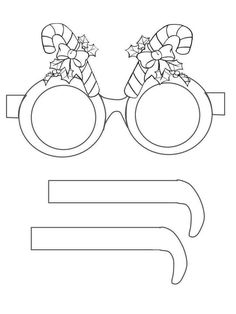 a paper mask with glasses and candy canes on the nose, as well as an emoticive expression