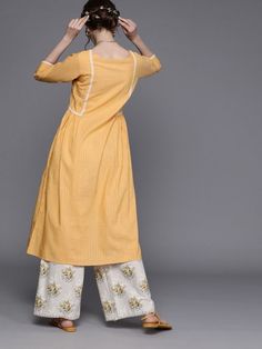 Gratifying mustard cotton striped kurta online on Inddus at best price with free shipping worldwide. Striped Kurta, Lehenga Suit, Designer Kurta, Palazzo Suit, Sharara Suit, Cotton Kurta, Embroidered Wedding, Indian Clothes, Indian Clothing