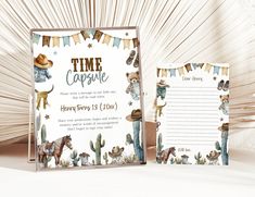 an image of a cowboy themed birthday party with stationery and papers on the table