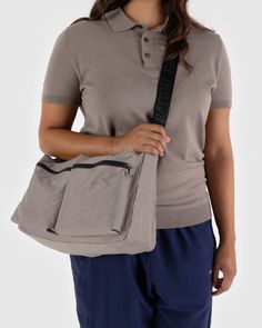 Large Cargo Crossbody : Dove - Baggu Casual Nylon Laptop Bag For On-the-go, Casual Nylon Laptop Bag With Sleeve, Versatile Laptop Bag With Functional Pockets, Functional Gray Shoulder Bag With Pockets, Casual Nylon Laptop Bag With Functional Pockets, Casual Laptop Bag With Functional Pockets For On-the-go, Casual Nylon Laptop Bag For Commuting, Casual Laptop Bag With Sleeve For On-the-go, Functional Laptop Bag With Sleeve