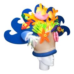 This Coral Reef Hat will definitely make you stand out at your next Party, Hora Loca, Wedding, Corporate Event, Birthday, Quinceanera, or Halloween Party! It can be used as a wedding hats, top hats, photo booth props, or a party favor. Novelty Hats For Carnival Costume Party, Fun Costume Hats For Carnival And Themed Events, Novelty Hats For Carnival Themed Events, Fun Hats For Birthday And Carnival, Novelty Hats For Costume Party And Carnival, Fun Party Costume Cap, Themed Party Hat For Carnival, Fun Adjustable Costume Hats And Headpieces For Themed Events, Fun Adjustable Costume Hats For Themed Events