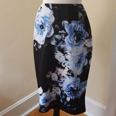 Black Floral Print Skirt. Pretty. Nwot. 94 Poly 6 Spandex Waist Across 12.5 Length 26" Fitted Black Skirt For Spring, Fitted Black Pencil Skirt For Spring, Black Floral Print Pencil Skirt, Floral Print Fitted Pencil Skirt For Work, Fitted Floral Print Pencil Skirt For Work, Fitted Black Floral Print Bottoms, Black Floral Print, Floral Print Skirt, Print Skirt