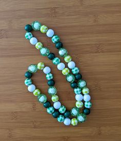 Cheap Green Necklaces With Letter Beads, White Flamingo, Fort Myers Florida, White Necklace, Fort Myers, Green Bead, Mini Books, Green And White, Wooden Beads