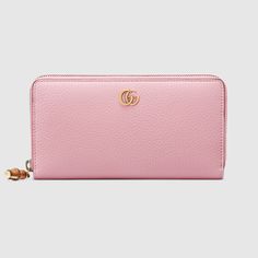 Shop the Zip around wallet with bamboo in pink at GUCCI.COM. Enjoy Free Shipping and Complimentary Gift Wrapping. Zip Purse, Leather And Canvas, Pink Accessories, Zip Wallet, Pink Leather, Long Wallet