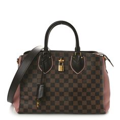 This is an authentic LOUIS VUITTON Cuir Taurillon Damier Ebene Normandy in Magnolia.  This is a very stylish tote that is beautifully crafted of signature Louis Vuitton damier checked canvas.  The bag features magnolia pink textured pleated leather at the sides with dark brown leather top handles.  This is a stunning handbag detailed with two exterior pockets as well as the main compartment that opens with an overextended zipper to a soft pink microfiber interior with two patch pockets. Brown Leather Top, Félicie Pochette, Louis Vuitton Empreinte, Louis Vuitton Vernis, Louis Vuitton Damier Azur, Louis Vuitton Shoulder Bag, Louis Vuitton Damier Ebene, Damier Ebene, Weekender Tote