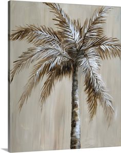 a painting of a palm tree on a beige background with white frothy leaves