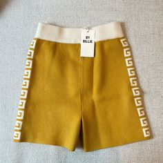 Nwt By Billie Bike Shorts Color: Mustard Size: S/M - (Au Sizing) - Best For Us Sizes 0-4 Yellow Stretch Bottoms Of Short Length, Stretch Yellow Bottoms In Short Length, Yellow Stretch Short Bottoms, Yellow Stretch Bottoms Short Length, Yellow Stretch Short Length Bottoms, Fitted Yellow Bottoms Short Length, Fitted Yellow Short Bottoms, Fitted Yellow Short-length Bottoms, Yellow Stretch Biker Shorts