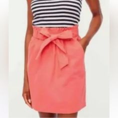 Nwt J Crew Elastic Tie Waist Skirt! Fully Lined. Great Pop Of Coral Color! Xxl Tie Waist Skirt, Coral Tie, Jean Pencil Skirt, Cotton Pencil Skirt, True Spring, Sequin Pencil Skirt, Statement Skirt, Tiered Mini Skirt, Blue Mini Skirt