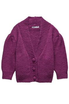 Jacket Made With Wool Blend Fabric. V-Neckline And Below-The-Elbow Length Sleeves. Ribbed Trim. Front Closure With Tonal Lined Buttons. Elegant Sweater, Purple Shorts, Knit Crop, Elbow Length Sleeve, Knit Jacket, Sweater And Shorts, High Collar, Comfortable Fashion, Winter Women