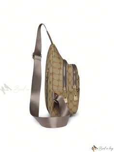 Bird in Bag - Stylish Womens Casual PU Chest Bag with Multiple Compartments, Diagonal Zipper, Chic Letter Print, Convertible Design for Single Shoulder or Crossbody Wear Travel Crossbody Shoulder Bag With Metal Zipper, Gold Crossbody Satchel With Zipper Closure, Travel Crossbody Bag With Metal Zipper, Gold Shoulder Bag With Zipper Pocket, Versatile Travel Bags With Metal Zipper, Travel Shoulder Bag With Metal Zipper, Beige Crossbody Chest Bag With Zipper Pocket, Versatile Beige Chest Bag With Zipper Closure, Beige Shoulder Chest Bag With Zipper Closure