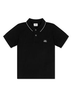 black cotton piqué weave embroidered logo at the chest contrasting trim polo collar short sleeves Classic Black Top With Logo Patch, Cotton Polo Shirt With Logo Patch, Black Tops With Contrast Collar For Summer, Black Top With Contrast Collar For Summer, Black Cotton Polo Shirt With Embroidered Logo, Black Collared T-shirt With Embroidered Logo, Cotton Polo Shirt With Logo Patch And Short Sleeves, Black Polo Shirt With Striped Collar, Sporty Polo Shirt With Contrast Collar And Short Sleeves