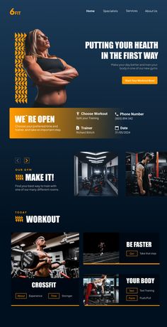 an image of a website page for a gym