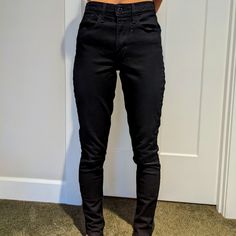 Nwot Overdyed Black Levi's Skinny Jeans Levi's Mid-rise Black Jeans, Edgy Fitted Levi's Bottoms, Levi's Black Stretch Bottoms, Levi's Stretch Black Bottoms, Black Stretch Levi's Bottoms, Levi's Fitted Black Bottoms, Black Levis, Jeans Color, Levi's Jeans