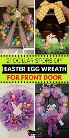 Dollar Store DIY Easter Egg Wreaths For Front Door Easter Egg Wreath Diy, Easter Egg Wreath, Egg Easter, Easter Wreath