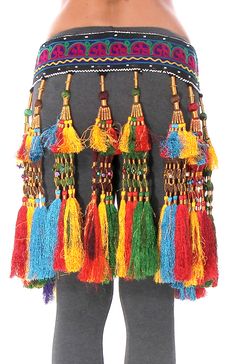 Afghani Kuchi Tribal Belt with Colorful Beaded Silk Tassels Belly Dance Bra, Dance Bras, Mighty Nein, Silk Tassels, Beaded Belt, Teardrop Necklace, Clothing Design, Belly Dance, Festival Captain Hat