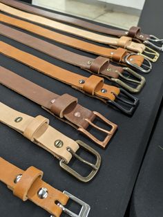 "Handmade leather belts.  1.5\" width.  Custom sized.  Just message with the size you need when ordering.  To get the size, measure your current belt from the most used hole to the point where the buckle is attached to the belt." Bridle Leather Belts And Suspenders For Everyday Use, Vintage Leather Strap Belt For Everyday Use, Adjustable Bridle Leather Belt With Brass Buckle, Vintage Bridle Leather Belt For Everyday Use, Vintage Adjustable Belt With Leather Strap, Vintage Adjustable Leather Belt, Vintage Adjustable Leather Strap Belt, Vintage Leather Belt With Belt Clip, Handmade Leather Belts