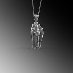 This expertly crafted Silver Mens Angel Necklace casts a spell of captivation on all those who wear it! A bold piece for anyone who loves Mythical Jewelry . Buy for yourself or give it as a gift for that special someone in your life! ★Item Details ◆ Material : 925K Sterling Silver ◆ Pendant Height : 1.57 inch x 4 cm ◆ Bail Height : 0.39 inch x 1 cm ◆ Bail With : Suitable for up to  0.118 inch x 3.00 mm Chain ◆ Rolo Chain Thickness : 0.059 inch x 1.5 mm | Foxtail Chain Thickness : 0.078 inch x 2 mm ◆ Pendant Weight : 19 Grams ◆ Rolo Chain Weight : 18 Inches - (45cm) = 4.50 Gr 20 Inches - (50cm) = 5Gr 22 Inches - (55cm) = 5.50 Gr 24 Inches - (60cm) = 6.05 Gr 26 Inches - (65cm) = 6.60 Gr 28 Inches - (70cm) = 7.12 Gr ◆ Foxtail Large Chain Weight / 28 Inches - (70cm) : 15 gr ◆ Chain Thickness : Sterling Silver Spiritual Jewelry For Memorial, Spiritual Charms Necklaces For Commemoration, Symbolic Charms Necklaces For Commemoration, Symbolic Charms Necklace For Commemoration, White Gold Spiritual Necklaces For Commemoration, Spiritual White Gold Necklaces For Commemoration, Spiritual Charms Necklaces For Collectibles, Commemorative Pendant Necklaces With Charms, Commemoration Pendant Necklaces With Charms