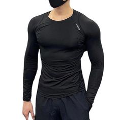 Black Men's Compression Shirt Running Shirt Long Sleeve Base Layer Athletic Athleisure Winter Breathable Quick Dry Sweat Wicking Running Jogging Training Sportswear Activewear Solid Colored Black White Casual Long Sleeve T-shirt For Gym, Black Dri-fit Activewear For Workout, Casual Stretch Dri-fit Tops, Dri-fit Athleisure Workout Tops, Casual Fitted Activewear In Breathable Fabric, Stretch Dri-fit Athleisure Activewear, Long Sleeve Sportswear T-shirt For Workout, Breathable Long Sleeve Training T-shirt, Fitted Casual T-shirt For Light Sports