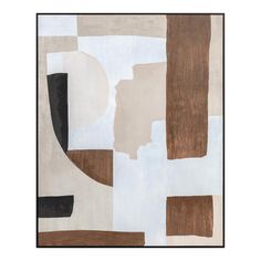 an abstract painting with brown, white and black colors