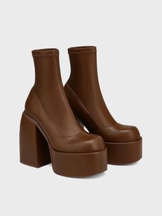 An exclusive offer for you——Affordable prices at Kollyy store, SPU: 48Q1TSO7OCE45, Color: Black White Brown Denim Blue, Toe Type:Square Toe, Shoes type:Sock Boots. Brown Casual Platform Boots With Square Toe, Casual Brown Platform Boots With Square Toe, Casual Brown Square Toe Platform Boots, Casual Square Toe Platform Boots, Trendy Brown Boots For Streetwear, Trendy Brown Streetwear Boots, Trendy Brown Platform Boots With Padded Ankle, Modern Brown Platform Boots For Fall, 70s Inspired Outfits