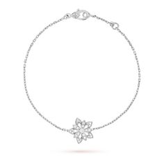 Van Cleef & Arpels - Lotus openwork bracelet mini model - Bracelet Woman White gold/Diamond - A symbol of beauty, purity and fulfillment, the lotus flower has inspired Van Cleef & Arpels to create dazzling and harmonious jewelry creations. Different types of diamond setting showcase the Maison's High Jewelry expertise. Lotus openwork bracelet, mini model,  rhodium plated 18K white gold, diamonds Lotus Bracelet, Van Cleef And Arpels Jewelry, Van Cleef & Arpels, Gold Bridesmaids, Mini Model, Types Of Diamonds, The Lotus, Van Cleef Arpels, Rose Gold Jewelry