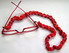 Vintage Button Eyeglass Chain in Red by MRSButtons on Etsy, $32.00 Vintage Buttons Antiques, Colored Glasses, Rose Colored Glasses, Antique Buttons, Glasses Chain, Diy Crafts Jewelry