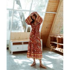 Product Name: Bohemian Floral Print Maxi Dress Eclectic floral prints Rust Orange Color with Flare Hem Cotton Maxi Dress Perfect Look Item NO.: 6543718187111 Weight: 0.3 kg = 0.6614 lb = 10.5822 oz Category: Clothing> Women> Dresses & Skirts Tag: Autumn, Cotton, Maxi Dresses, Long Sleeve Dresses, Floral Dresses, Rayon, Mama Creation Time: 2023-02-24 Eclectic floral prints mix and make a gorgeous addition to your new dress collection. Details: v neckline full lantern sleeves empire waist with tas New Dress Collection, Long Sleeve Summer Dress, Bohemian Summer Dresses, Pretty Summer Dresses, Natural Fashion, Cotton Maxi Dress, Bohemian Maxi Dress, Bohemian Floral, Floral Print Maxi Dress