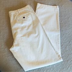 Brand New With Tags, 100% Cotton, Straight Leg Pants. Size W38 L34 Spring White Chinos With Pockets, White Spring Chinos, Spring White Chinos, Classic White Tapered Leg Bottoms, White Cotton Chinos With Welt Pockets, Casual White Straight Leg Chinos, White Tapered Leg Chinos With Pockets, White Straight Leg Chinos With Pockets, Classic White Chinos With Pockets