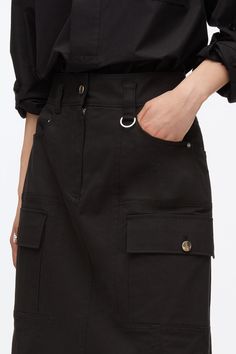 Black Cargo Skirt With Pockets For Work, Cotton Denim Skirt With Belt Loops For Work, Utility Cargo Skirt With Pockets For Work, Cotton Cargo Skirt With Patch Pockets For Work, Knee-length Denim Skirt With Pockets For Work, Utility Cotton Cargo Skirt With Belt Loops, Utility Cargo Skirt With Belt Loops In Cotton, Utility Cargo Skirt With Belt Loops For Work, Utility Cargo Skirt In Cotton With Belt Loops