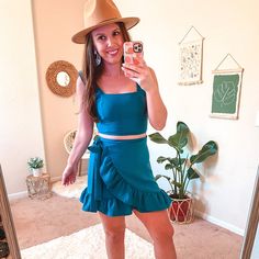 Size Small- Dark Teal! Perfect For Vacation Or A Date Night! I Love This And Have This In A Different Color. I Wear The Skirt Separately As Well! This Item Is Still Listed On Their Website For $56! Trendy Summer Skort For Brunch, Cute Blue Mini Skirt For Summer, Flirty Mini Skirt For Beach In Summer, Flirty Mini Skirt For Summer Beach, Flirty Summer Mini Skirt For Beach, Cute Beach Mini Skirt For Summer, Cute Summer Beach Mini Skirt, Cute Fitted Blue Mini Skirt, Cute Blue Fitted Mini Skirt