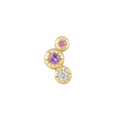 Unearth stylish jewelry that will turn heads with this Dig It threadless end! Showcase your bold taste with its combination of amethyst and pink sapphire, packed with an extra punch of white topaz. We promise it'll have 'em digging your look! Details Overall Size: 4.1mm x 7.6mm Solid 14kt gold - Comes in Yellow, Rose & White gold Gemstones: (1) 1.5mm Amethyst, (1) 1.4mm White Topaz, and (1) 0.9mm Pink Sapphire Universal threadless pin end Sold as a single Threadless ends have a lifetime guarante Buddha Jewelry, Jewelry Showcase, Bag Icon, Stylish Jewelry, White Rose Gold, Yellow Rose, White Topaz, 14kt Gold, Gold Yellow