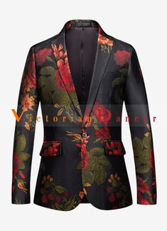 Men Black Floral Jacquard Casual Blazer Jacket  Condition: Brand NewColor: BlackMaterial: JacquardOccasion: Party, Wedding, Events, Photo shoot or ShowsSleeve Length: Long SleevesCollar: V-neckClosure Type: Single BreastedIncludes: Jacket   amp;nbsp; Black Spring Wedding Suit, Long Sleeve Floral Print Blazer For Party, Floral Print Long Sleeve Blazer For Party, Black Wedding Suit For Spring, Fitted Jacquard Blazer For Spring, Jacquard Long Sleeve Blazer For Parties, Jacquard Long Sleeve Party Blazer, Jacquard Party Blazer, Elegant Black Blazer With Floral Print