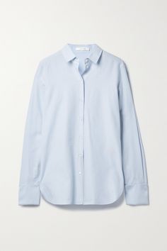 A classic shirt is a must in every wardrobe - The Row's 'Metis' version is made with absolute attention to fabric and fit, so you know it will have longevity in yours. Cut from lightweight sky-blue cotton Oxford, it’s cut to be worn loose and fastens with mother-of-pearl buttons. Husband Clothes, Casual Elegant Style, Oversized Button Down Shirt, Outfit Collage, Pleated Shirt, Suit Style, Cotton Polo Shirt, You Know It, Oxford Shirt