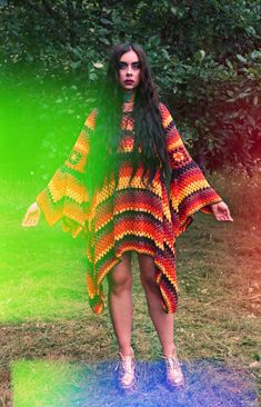 Follow our INSTAGRAM for updates @fantasia_superstar  Super groovy 1970s inspired rainbow crochet dress with massive bell-sleeves  ⫸ ART TO WEAR ! One of a kind ♡ 🌈 🍄 ⫸ Spectacular bell sleeves  ⫸ TRUE HANDMADE with LOVE by us ♡ ⫸ Fabric: 100% high quality cotton yarn ⫸ super soft! (not itchy) ⫸ Care: Hand wash and lay flat to dry ⫸ Condition~ Excellent, new ⫸ Unlined ⫸ Care: Gently hand wash in cold water and lay flat to dry. Never put your knit crations in a dryer. All of the clothing off ou Bohemian Multicolor Winter Dress, Multicolor Crochet Dress For Spring Festival, Spring Festival Multicolor Crochet Dress, Multicolor Festival Dresses For Fall, Hippie Crochet Dress For Festivals, Hippie Crochet Festival Dress, Bohemian Long Sleeve Crochet Dress For Fall, 70s Inspired Multicolor Fall Dress, Retro Multicolor Festival Dress