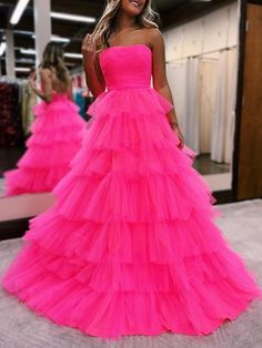 Kain Tile, Vestido Pink, Tulle Long Dress, Tulle Long Prom Dress, Beautiful Ball Gowns, Formal Wedding Guests, Prom Dresses Long Pink, Beautiful Long Dresses, Backless Prom Dresses