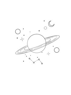 saturn coloring page with stars and planets in the sky for kids to print on t - shirts