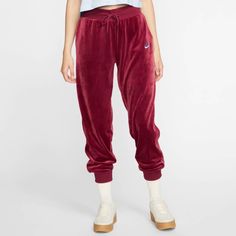 Nike Women's Sportswear Velour Heritage Jogger Pants In Red Size X-Large Polyester/Spandex/Velour Nike Sweats, Women's Sportswear, Plus Size Shopping, Sportswear Women, Nike Pants, Workout Wear, Nike Sportswear, Trousers Women, Jogger Pants