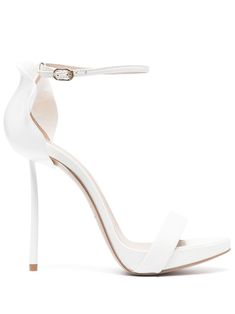 Petalo 100mm leather sandals from LE SILLA featuring white, calf leather, single toe strap, open toe, buckle-fastening ankle strap, branded insole, stiletto heel and leather sole. Latest Sandal, Strappy Stilettos, Stiletto Sandals, Slingback Sandal, White Shoes, Stiletto Heel, Black Sandals, Slip On Sandal, Women's Shoes Sandals