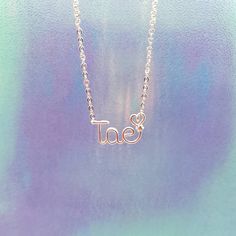 "Available in 3 showstopping colors: Stunning Silver, Gorgeous Gold and Ravishing Rose Gold and 3 lengths 14\" (35.5cm), 16\" (40.6cm) and 18\" (45.7cm). Take your necklace to the next level with a purple gem or silver heart charm! Check out all of the different necklaces we have for each of the Bangtan boys! Also available for Tae are: V - Taehyung - Tata We bet you can't wait to get this necklace and show all of your BTS-lover friends! The name measures approx. 1.00 inches (2.54cm). Options to Taehyung Necklace, Bts Ring, Bts Necklace, Bts Jewelry, Bts Keychain, Bts Gifts, Kpop Jewelry, Bts Earrings, Bts Bracelet