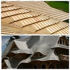 two pictures with different types of roofing materials