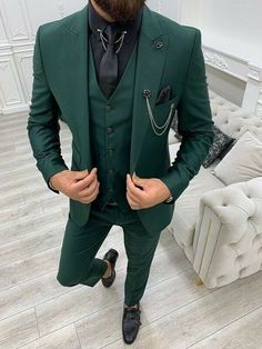 #ad Great Shopping Men Suit Green Slim Fit Formal Business Prom Party Groom Tuxedo Wedding Custom, Fashion Mens Suits Blazers Wedding Suits Men Emerald Green, Green Suit And Wedding Dress, Black Suit Green Accents Men, Jade Green Groomsmen, Mens Goth Wedding Suit, Emerald Green 3 Piece Suit Men, Emerald Suit Groom, Wedding Ideas Tuxedo, Black Forest Green And Gold Wedding