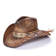 Analyzing image    Stampede-Hats-Darling-CA-2004D-Style Womens Straw Cowboy Hat, Mens Hats Fashion, Straw Cowboy Hat, Western Hat, Hat Stores, Mini Studs, Western Hats, Leather Hats