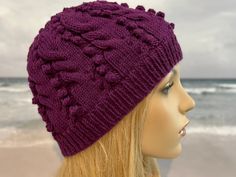 Instant Download Women's Knit Hat Pattern 'Snowberry Swirl', cabled hat, bobbled hat,  knitting pattern Introducing the 'Snowberry Swirl' Knitting Pattern: Enhance your winter wardrobe with this captivating and cozy women's hat design. The Snowberry Swirl hat pattern offers an exciting knitting experience, showcasing cables and bobbles that gracefully adorn the hat from the band to the very tip. Crafted for intermediate knitters seeking a touch of challenge and skill-building, this pattern provi Swirl Hat, Cabled Hat Pattern, Kids Hats Patterns, Slouch Hat Pattern, Knit Hat Pattern, Knitting Terms, Beanie Hat Pattern, Skill Building, Cable Hat