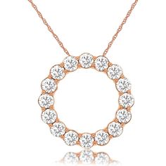 Royal 14K Rose Gold Diamond Circle Pendant - 1.30 Carat Total Diamond Weight Luxury Circle Necklaces In Elegant Style, Luxury Diamond Necklace With Round Pendant And Cable Chain, Diamond Circle Pendant, Everyday Elegance, Circle Pendant Necklace, Circle Diamond, Royal Jewelry, Rose Gold Diamonds, Circle Pendant