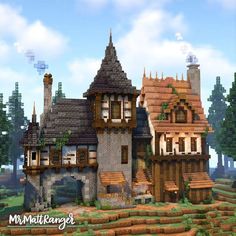 minecraft building ideas Minecraft Fantasy House, Minecraft Medieval House, Minecraft Shops, Minecraft Houses Survival, Minecraft Mansion