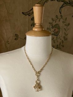 Matte Gold Paperclip Chain Square Champagne Crystal Cluster Charm Necklace Measures 16' With Lobster Clasp Closure Finish Matte 18 KT Gold Plated Made In The USA Style Number DN138 Cross Charms, Pearl Chain, Crystal Cluster, Matte Gold, Paper Clip, Earring Necklace, Lobster Clasp, Charm Necklace, Champagne